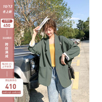 Green blazer women 2021 New Korean version of loose Joker fashion casual small man suit jacket women Autumn