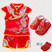 Womens baby age Down with summer clothes suit girl Summer China Wind Two sets 1-2-3-year-old girl clothes