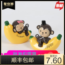Banana monkey Crown monkey Male monkey Female monkey Childrens cake Cute monkey cake baking ornaments
