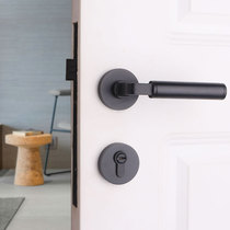 Ythyme Black Door Lock Indoor American Muted Room Door Lock Simple Toilet Solid Wood Door Handle Home Lock