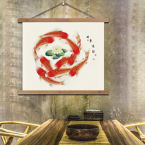 New Chinese hanging painting cloth art nine fish picture porch decorative painting porch Japanese wall tapestry cloth bedroom living room