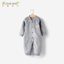 Baby clothes autumn and winter clothes thick warm clothes for men and women baby coral velvet flannel jumpsuit pajamas