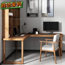 Solid wood corner desk bookshelf combination student home writing desk Bedroom simple small apartment computer desktop table