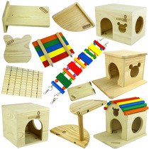 Pet supplies toy chincho pedal fan-shaped springboard warm wooden nest hamster cabin ladder suspension bridge fruit wood room
