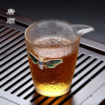 Tang Shun Japanese hammered glass fair Cloisonne inlaid metal tea dispenser No thickened heat-resistant Kung Fu Tea cup