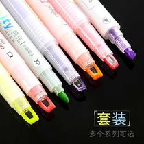 Fluorescent marker pen transparent pen head student rotating 19 new with coloured silver light