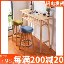 Nordic solid wood bar table and chair combination simple bar balcony high table home wall small bar narrow long table