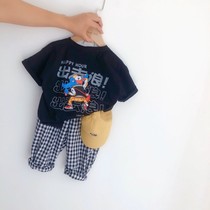 Green children) Korean children 2020 new cartoon cute printed parent-child half sleeve personality parent-child fashion T