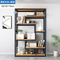 Bookshelf Floor Shelve Shelf Living Room Bookcase Iron Art Multilayer Containing Storage Shelf Office Steel Wood Show Shelf