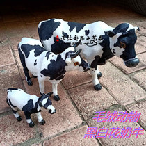 Inner Mongolia crafts cow desktop decoration plush animal model ethnic characteristics decoration black and white flower cow