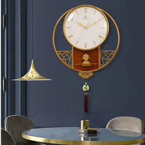 Light luxury Chinese clock wall clock Living room household simple creative fashion wall clock European retro Chinese style quartz clock