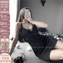 J Gill: with chest cushion in front of convex rear teething and slim fit ice silk harness sleeping dress sexy lace woman sleepwear summer