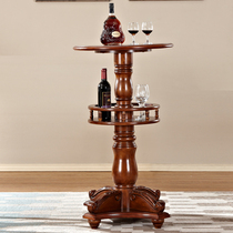 Bar table solid wood European wine bar table home round American bar stool backrest bar chair
