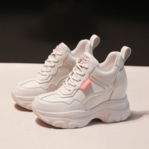 South Korea increased womens shoes 2021 summer new sports high-top white shoes net red wild leather daddy shoes women