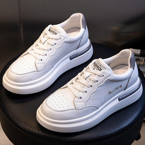 European station leather small white shoes womens 2020 new autumn leisure breathable thick-soled shoes Joker casual shoes womens shoes