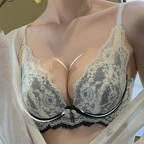 Sexy latex lace underwear woman with small chest gathering significantly adjust the breast anti-drop-free steel ring bra