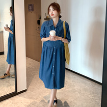 Pregnant woman with dress for dress and summer clothes fashion new loose big code cover for foreign air can go out for a breastfeeding denim shirt skirt