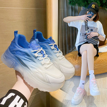 Macaron gradient color casual shoes 2022 Spring new height 100 hitch old daddy shoes female jelly bottom wins