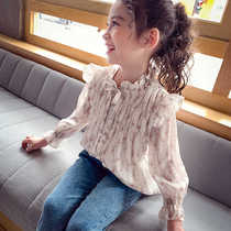 Girls Shirt Spring 2021 New style Childrens Long Sleeve Top Little Girl Shirt Korean Chiffon Shirt