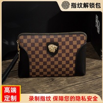 Envelope bag mens leather fingerprint unlock bag net red clutch bag large capacity luxury handbag trendy personality clutch bag