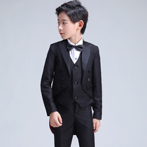 Boys' suit suit Han version of black children's tuxedo British flower girl dress autumn host performance suit