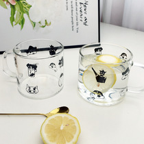 Couple Cup crayon Chan new creative couple cartoon cute double personality heat-resistant glass water Cup mug