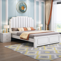 Solid wood bed Modern simple double bed Master bedroom 1 5 meters Economical princess soft bag American bed Double bed 1 8 meters