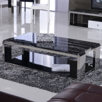 Office coffee table Double-layer black tempered glass Stainless steel marble coffee table Several simple modern business coffee table