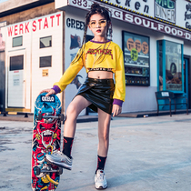 Childrens jazz dance costume New Girl street dance suit Hip Hop Drum navel tide dress childrens performance autumn