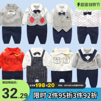 Net red baby gentleman dress clothes male and clothes spring and autumn newborn baby climb clothes ZY028