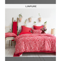 Blue Platinum Wedding Celebration Wedding Four Pieces Of Large Red All-cotton 80 Color Weave Large Jacquard Bed Pint Kits A Dozen of Red Makeup