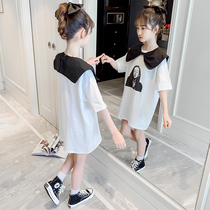 Girls short sleeve Korean summer 2021 new fashionable childrens net red T-shirt skirt in the big children Foreign style leisure tide