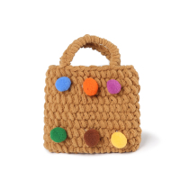 Japanese Boy Scouts Winter Plush Handmade Weave U Weave Wool Thread basket Handbags Handbag Baby Hair Balls Love Bag