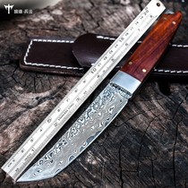 Calcated knife Damascus short saber saber self-defense collection knives high hardness geometric knife tritium gas knife