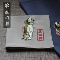 Straight catMens cotton embroidered handkerchief Womens cotton sweat-absorbing handkerchief custom name birthday gift