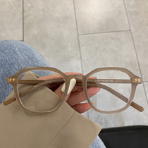 Net red with the same ins glasses frame female milk tea color Korean version of the retro square flat mirror display face small can be matched with myopia