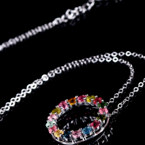 3 35g Dream Dobao tourmaline Necklace S925 Silver inlaid