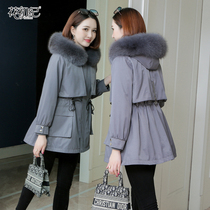 Parker service womens mid-length 2020 new autumn and winter fox hair hooded otter rabbit hair detachable liner fur coat