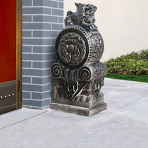 Stone carved door mound a pair of turquois antique hug boulder look at the door stone lion swing piece New Chinese made the old ancient building stone drum