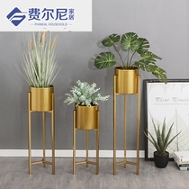 Nordic Wrought iron flower rack Indoor living room Floor-to-ceiling flowers Golden metal light luxury flower vase green dill flower pot planting rack