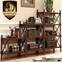 American country shelf Solid wood bookshelf Multi-layer rack floor-to-ceiling display rack Living room furniture European-style Bogu rack