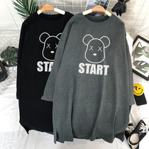 2021 spring maternity T-shirt Korean version of the tide mother fashion cotton loose medium long maternity dress long-sleeved T-shirt top