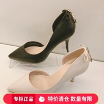Xiangxangli single shoes 2020 Spring temperament pointed thin high heel half empty bow womens shoes 55700