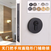 Black auxiliary lock lock bronze single-sided lock Bathroom Channel Lock Fire door lock without handle lock invisible door lock