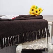 Model room sofa bed and breakfast Dark gray coffee Khaki chicken yellow black milky white tassel bed tail towel blanket