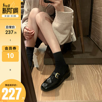 (sheii Susinyin) Edinburgh Princess ~ Fangtou Foogue-style Marie Jean Leather Shoes Flat Bottom Shoes Women Single Shoes