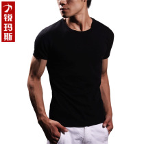 LREMARS mens tight T-shirt Korean cotton fitness round neck short sleeve 2101-1 mens cotton base shirt