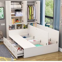 Tatami bed wardrobe one-piece small apartment bedroom 1 meter 8 double cabinet bed cloakroom storage storage childrens bed