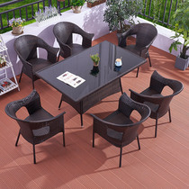 Teng chair Rattan chair Household rattan outdoor garden Outdoor leisure table and chair combination Teng chair table Balcony one table and two chairs