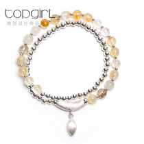 TOPGIRL Original 925 silver beaded yellow crystal bracelet Multi-ring female Korean version Grape Stone Handstring Birthday Present